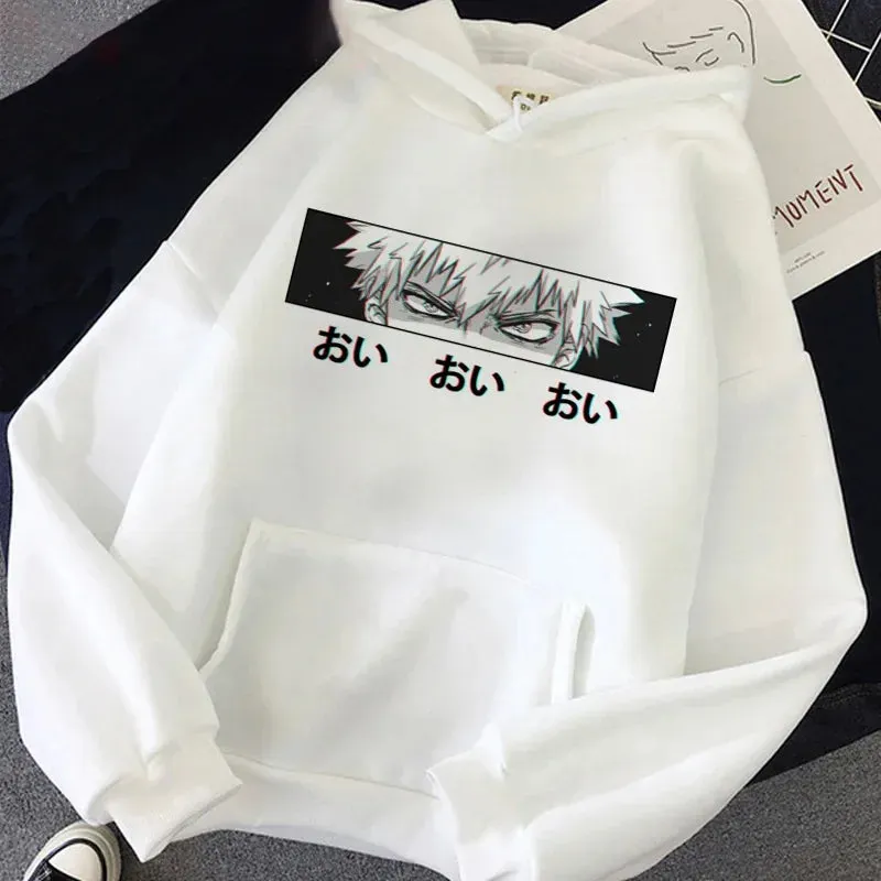 Harajuku Gothic Funny Japanese Anime Printed Men's Casual Hoodies Autumn Winter New Pullovers Round Neck Sweatshirts Tops Unisex