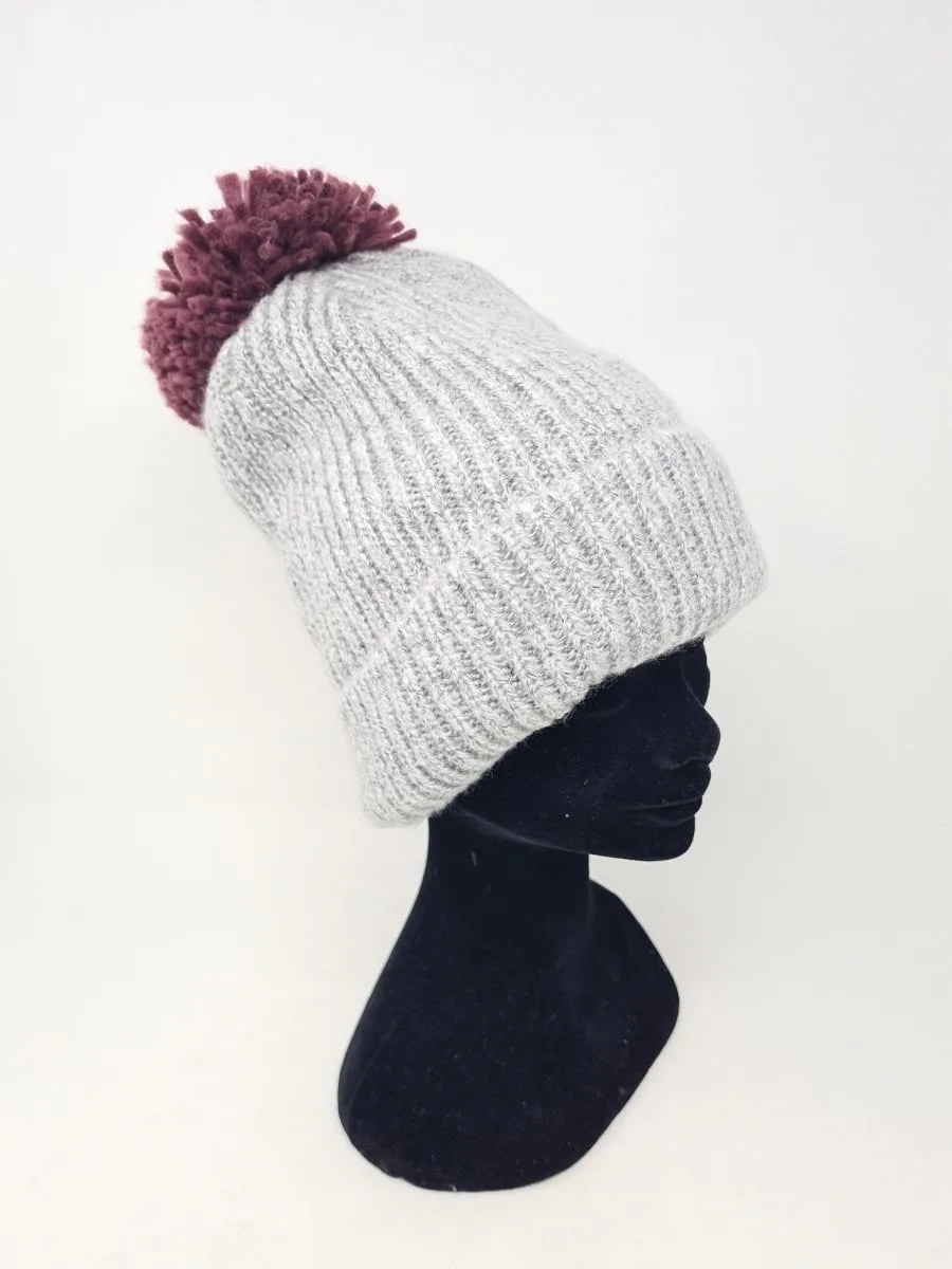 Ichi Knit Purple Pom Pom Hat