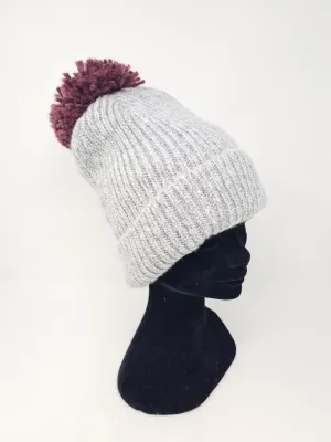 Ichi Knit Purple Pom Pom Hat