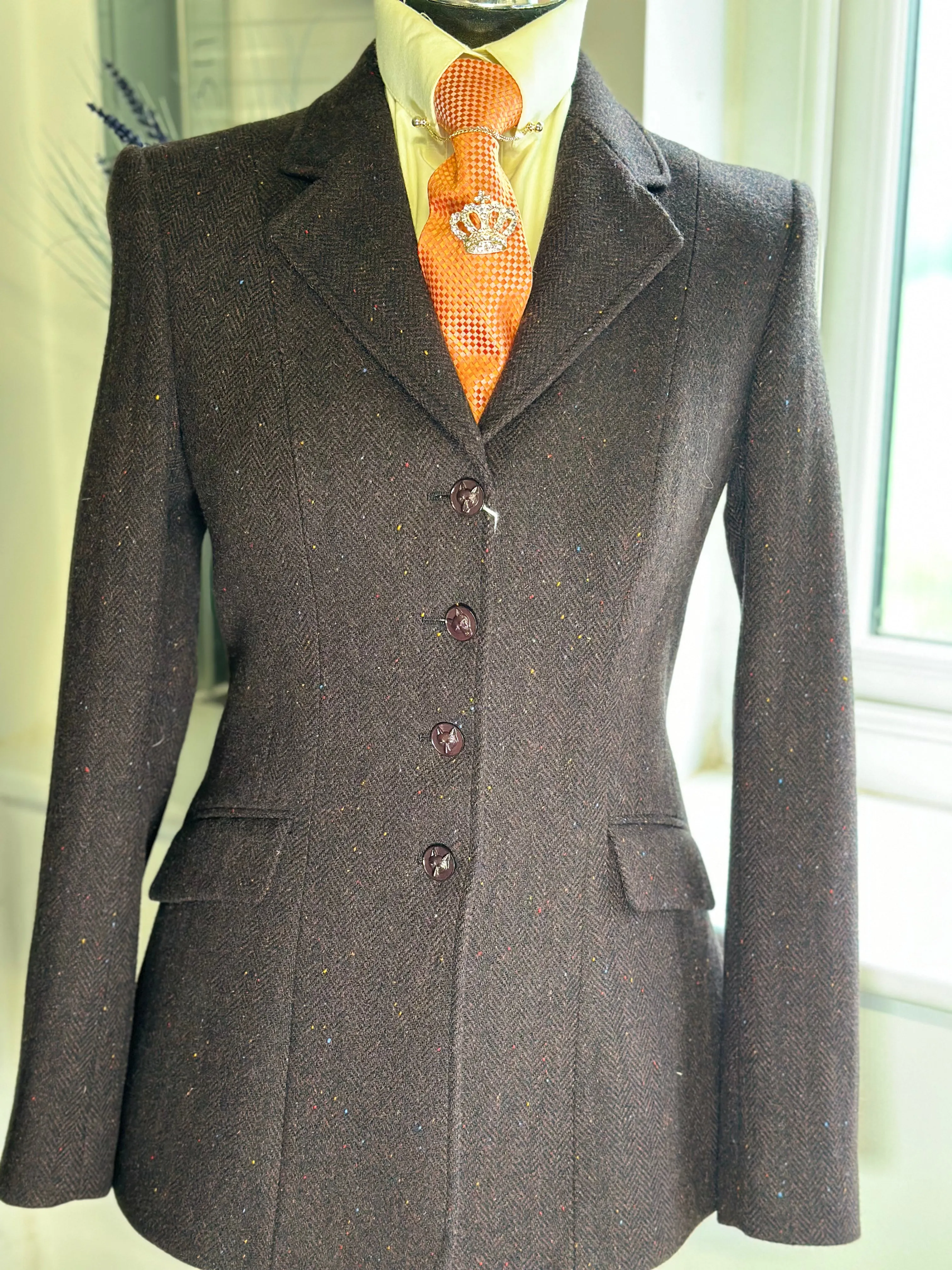 IN STOCK: DARK BROWN DONEGAL PRINCESS CUT JACKET