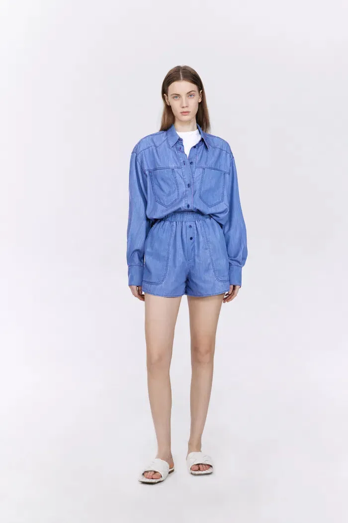 Ivy Sun Protective Lightweight Shorts in UPF50  Tencel Denim