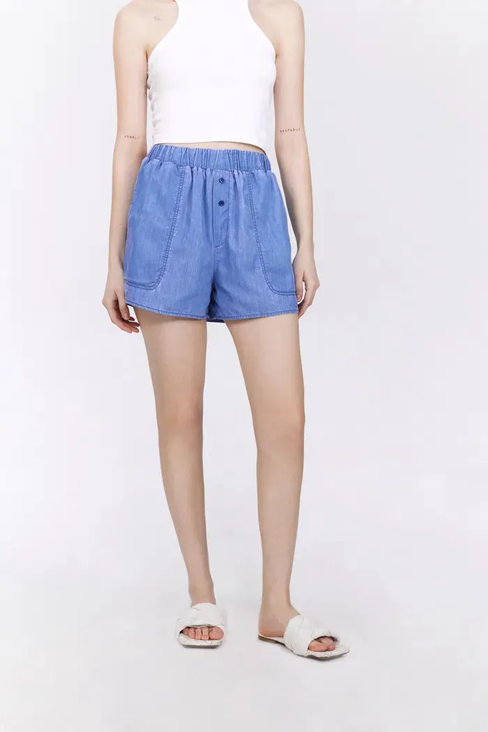 Ivy Sun Protective Lightweight Shorts in UPF50  Tencel Denim