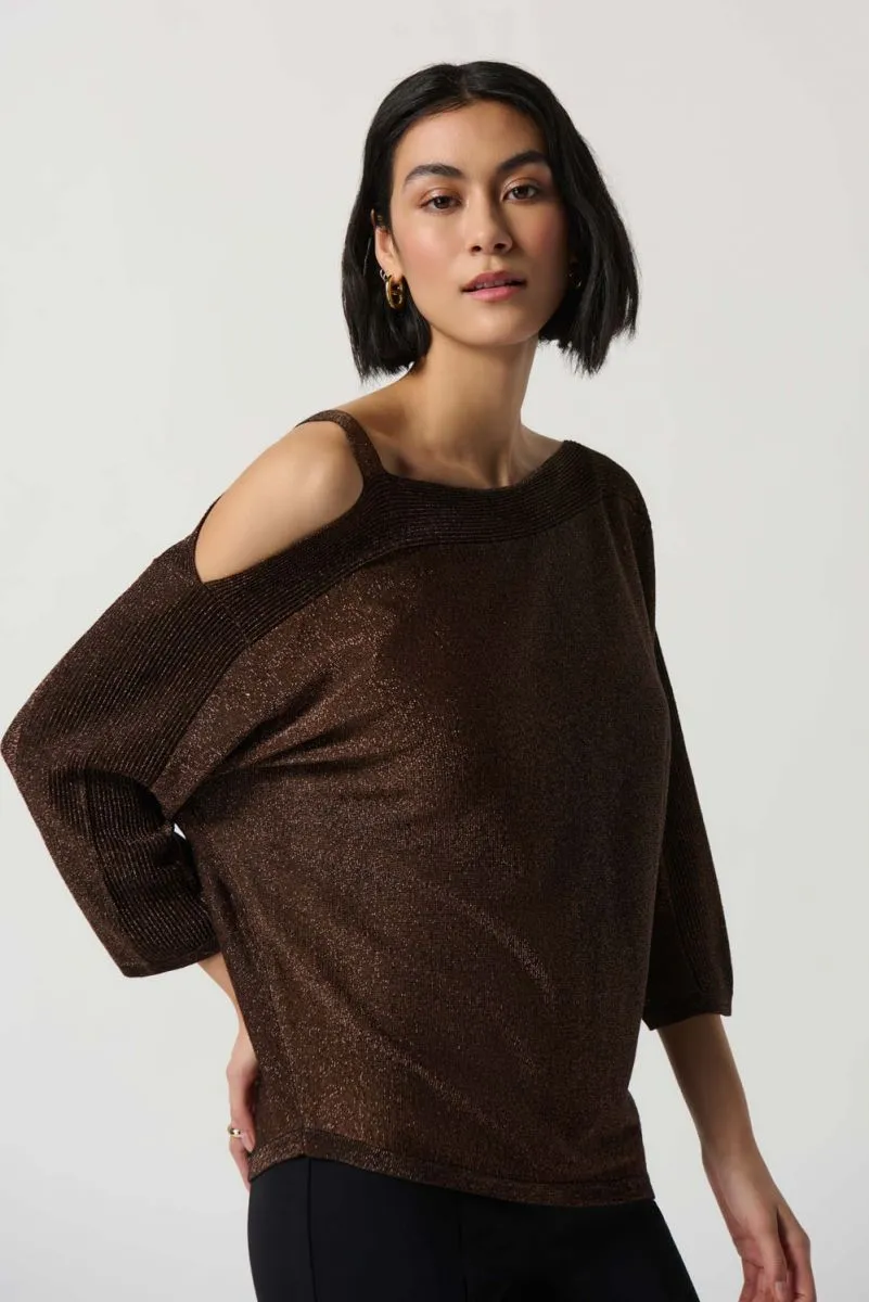 JOSEPH RIBKOFF 234916 Shimmer One-Shoulder Top