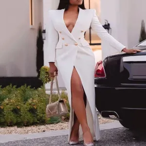 Kamala  Blazers for Women Business Casual Outfits Fashion Dressy Long Suit Jacket Office Button Wrap Blazer Dress