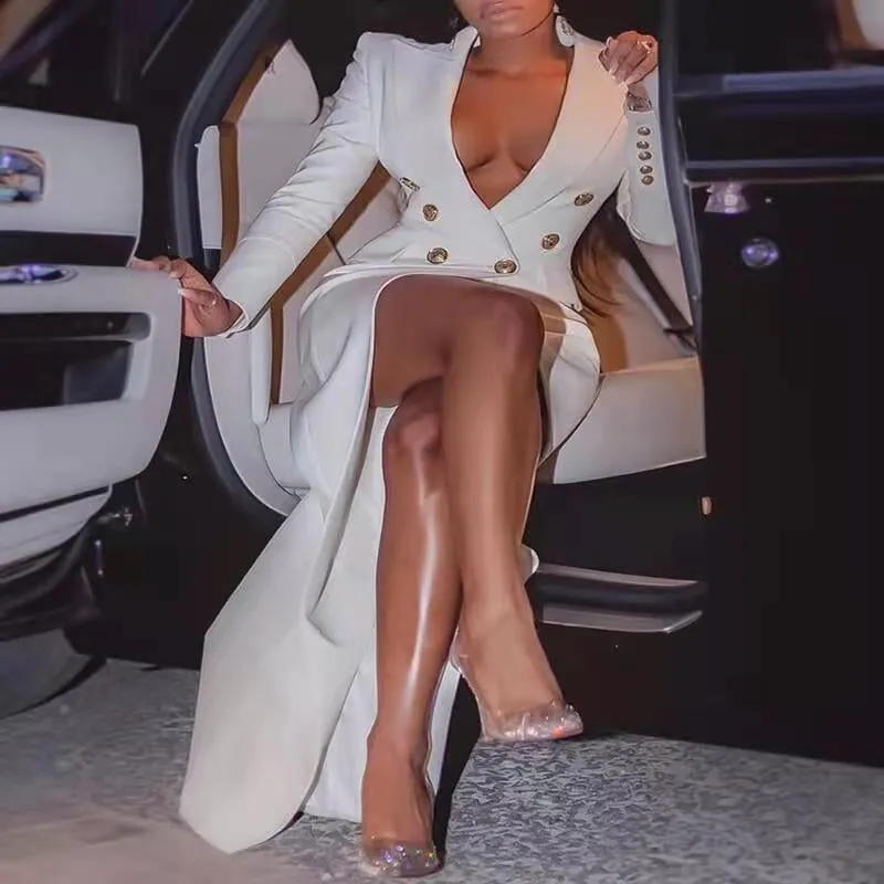 Kamala  Blazers for Women Business Casual Outfits Fashion Dressy Long Suit Jacket Office Button Wrap Blazer Dress