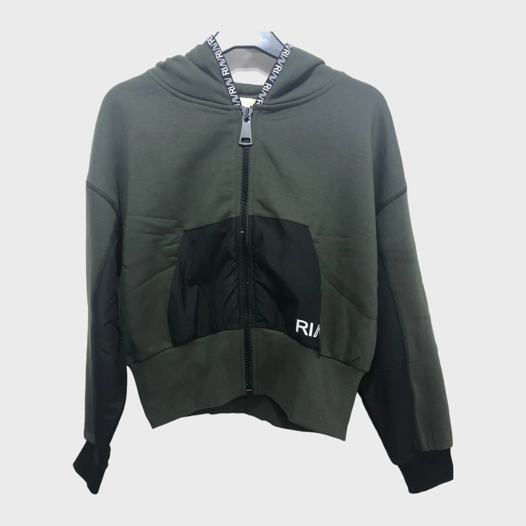 Khaki Cropped Hoodie
