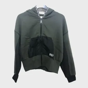 Khaki Cropped Hoodie