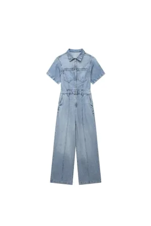 'Khanna' Chic Long Denim Jumpsuit