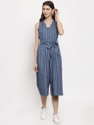 Ladies Denim Striped Jump Suit