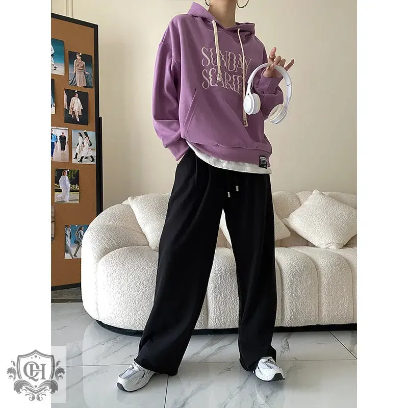 Letter Graphic Solid Hoodie