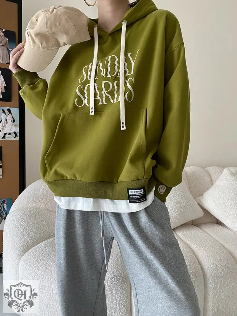 Letter Graphic Solid Hoodie