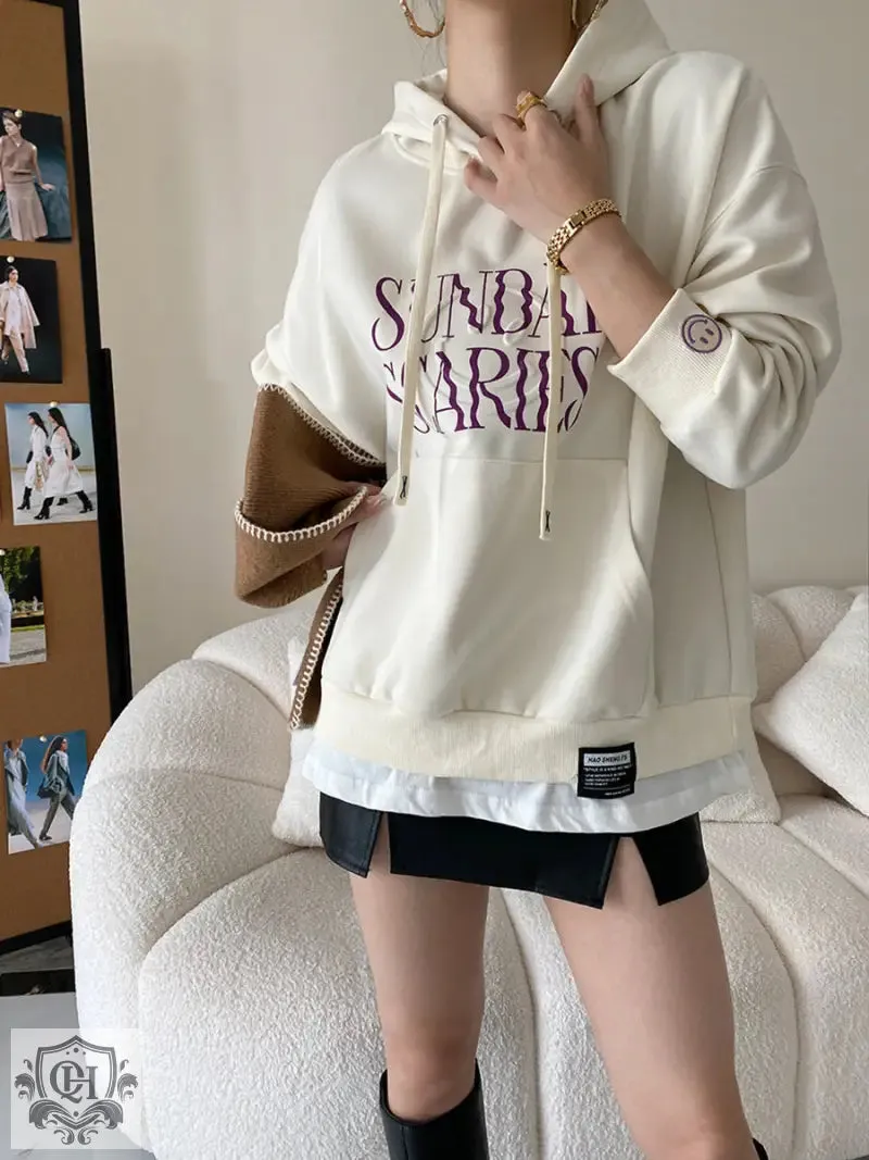 Letter Graphic Solid Hoodie