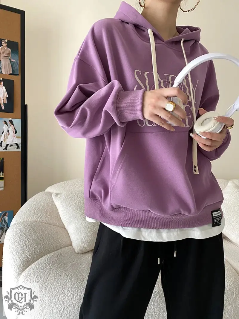 Letter Graphic Solid Hoodie