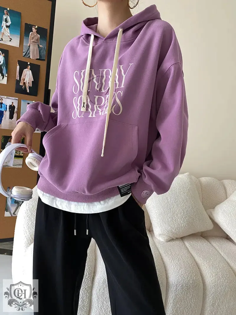 Letter Graphic Solid Hoodie