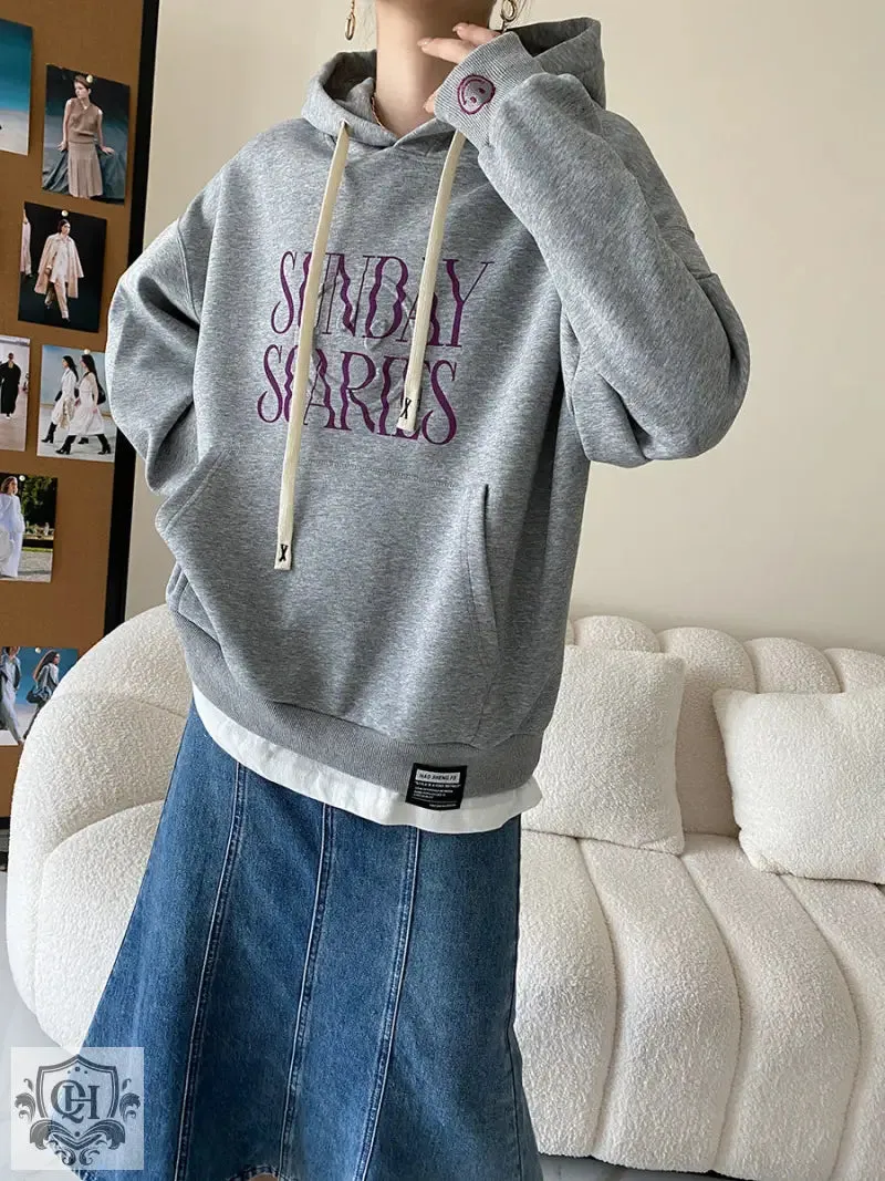 Letter Graphic Solid Hoodie