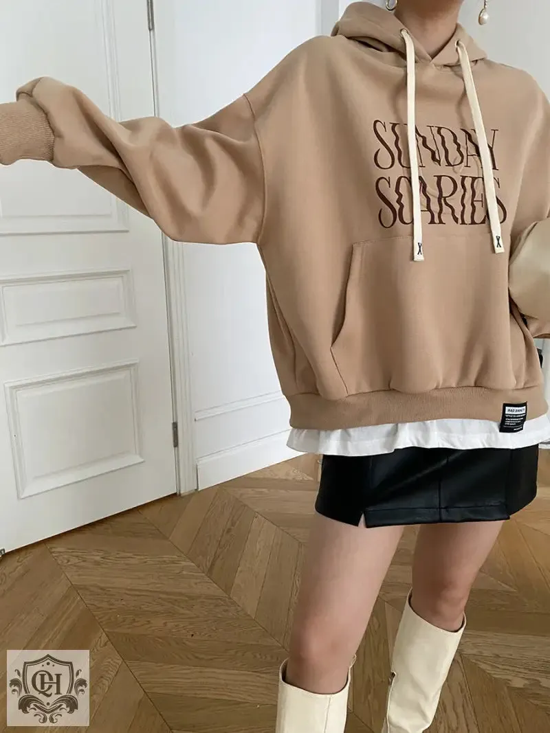 Letter Graphic Solid Hoodie