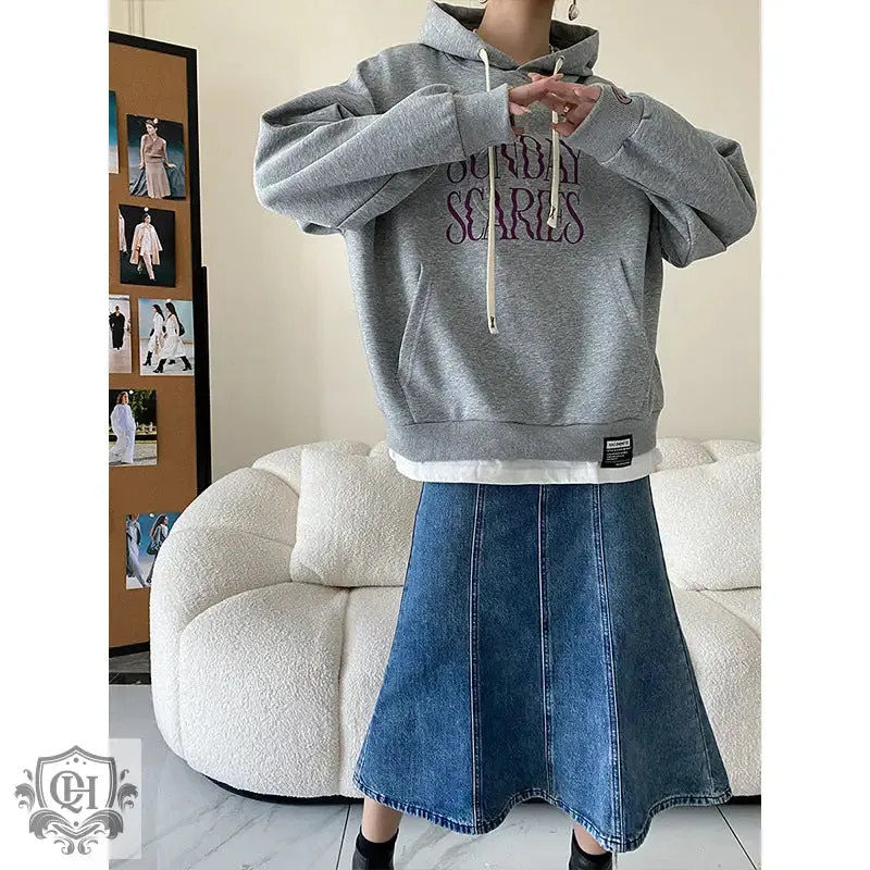 Letter Graphic Solid Hoodie