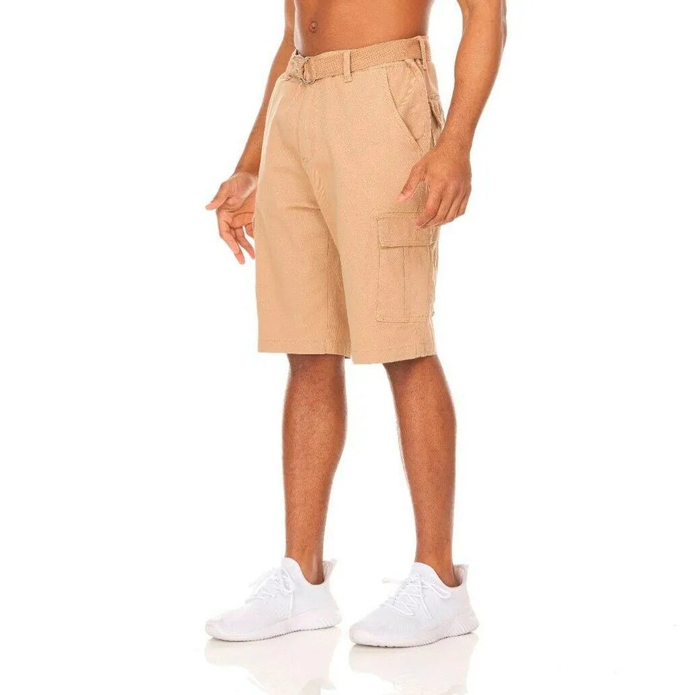 Men's Cargo Shorts Casual Utility Cargo Pocket Lightweight Belted Stretch Shorts