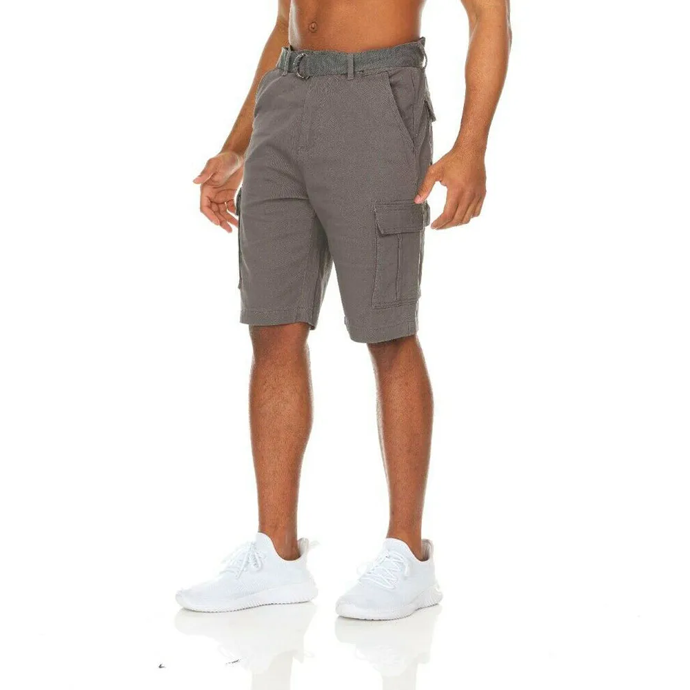 Men's Cargo Shorts Casual Utility Cargo Pocket Lightweight Belted Stretch Shorts