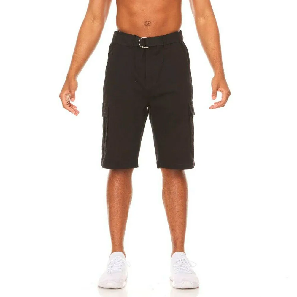 Men's Cargo Shorts Casual Utility Cargo Pocket Lightweight Belted Stretch Shorts