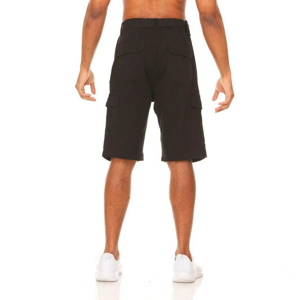 Men's Cargo Shorts Casual Utility Cargo Pocket Lightweight Belted Stretch Shorts