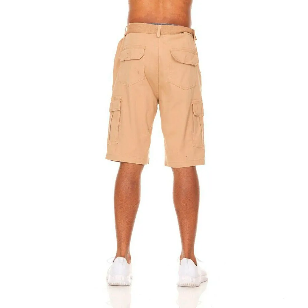Men's Cargo Shorts Casual Utility Cargo Pocket Lightweight Belted Stretch Shorts