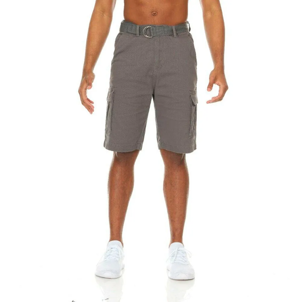 Men's Cargo Shorts Casual Utility Cargo Pocket Lightweight Belted Stretch Shorts