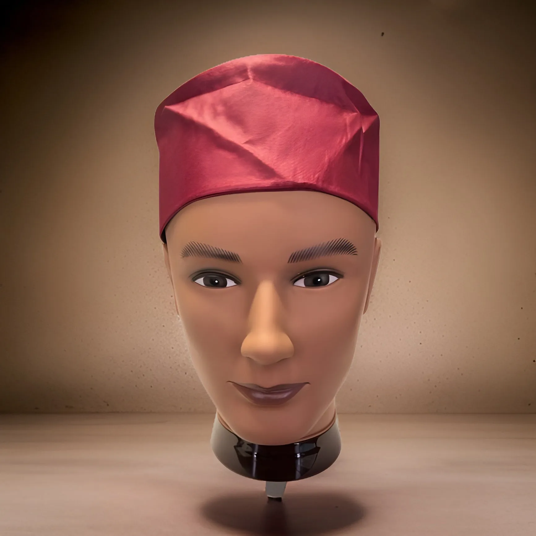 Men's Solid Color Burgundy Kufi Hat