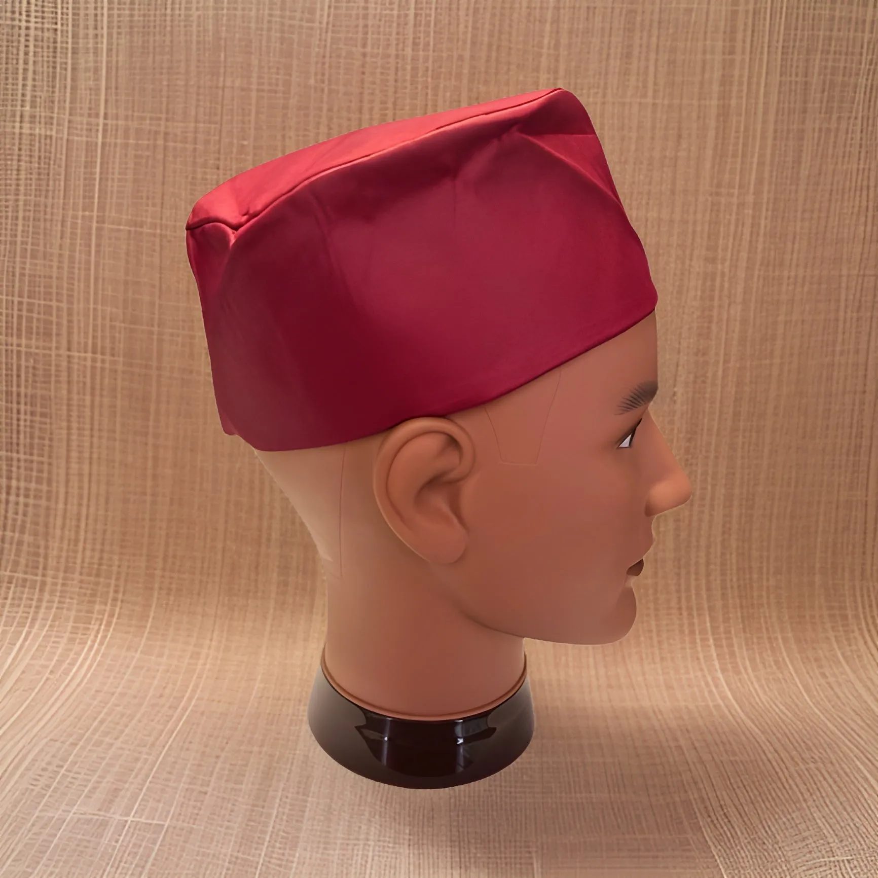 Men's Solid Color Burgundy Kufi Hat