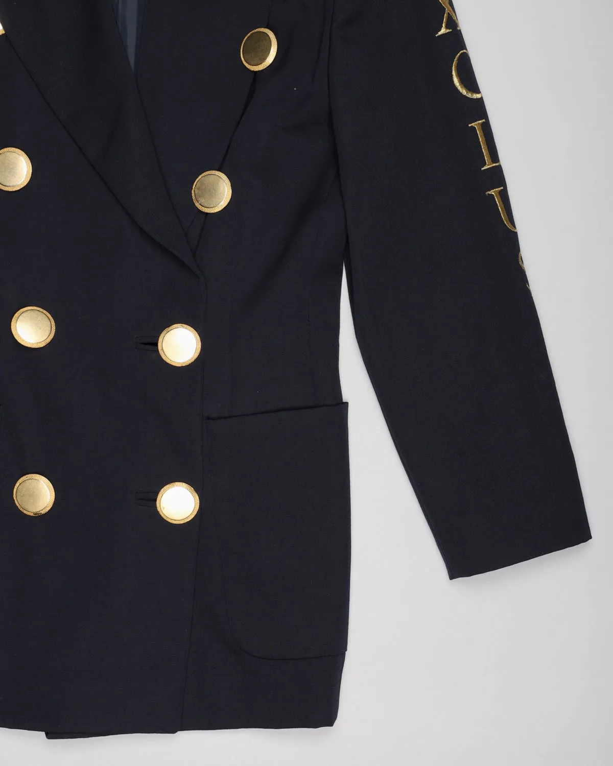 Navy Boxy fit Clips gold button blazer