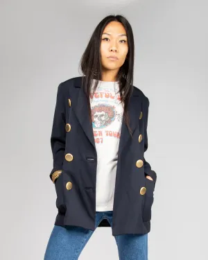Navy Boxy fit Clips gold button blazer