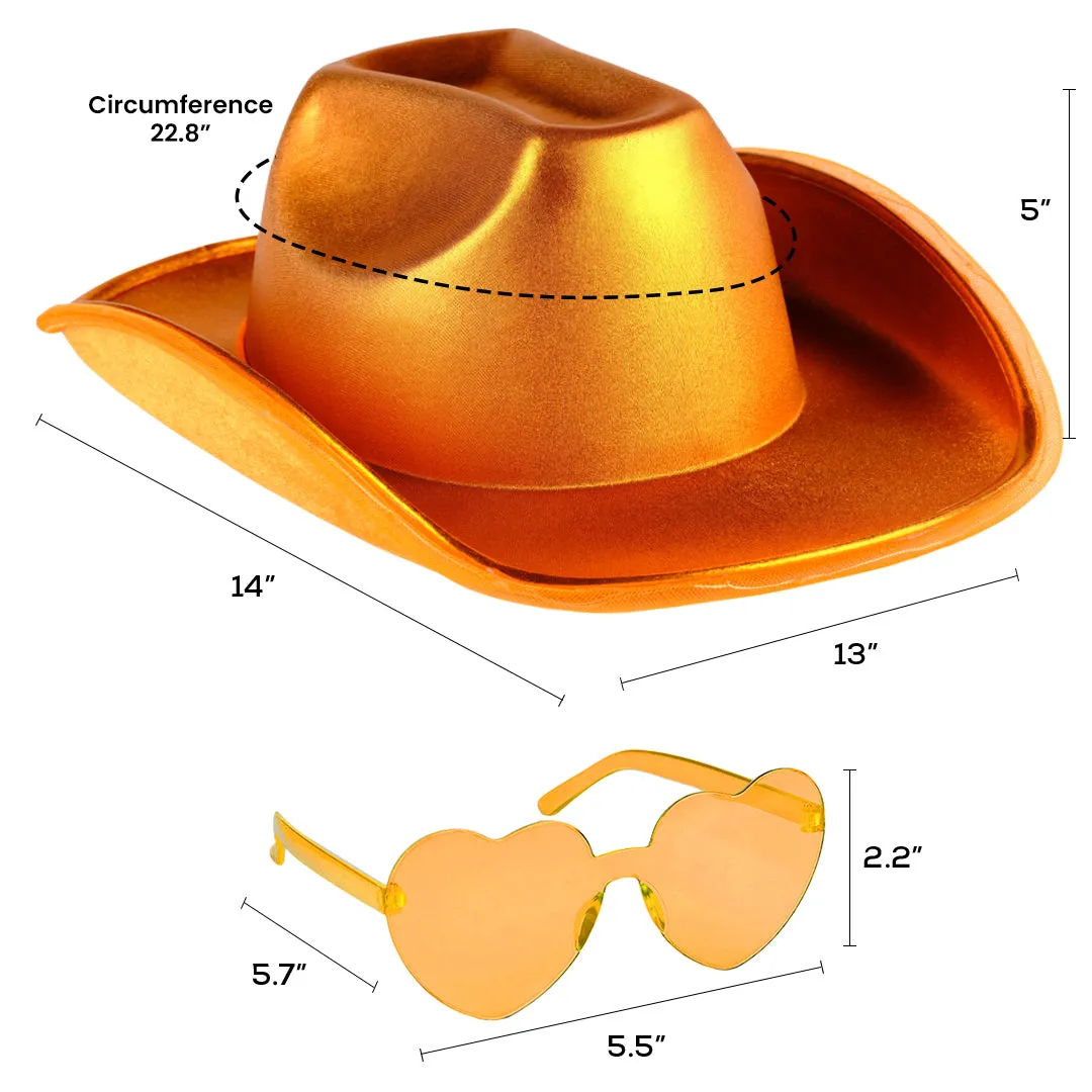 Orange Light Up Cowgirl Hats for Women Western - Stylish Cowboy Hats for Women - FUNCREDIBLE