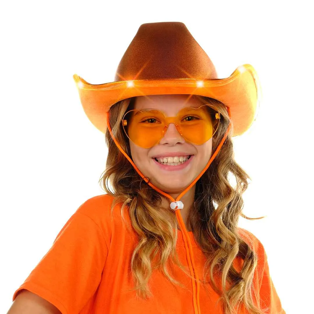 Orange Light Up Cowgirl Hats for Women Western - Stylish Cowboy Hats for Women - FUNCREDIBLE