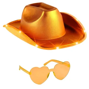 Orange Light Up Cowgirl Hats for Women Western - Stylish Cowboy Hats for Women - FUNCREDIBLE