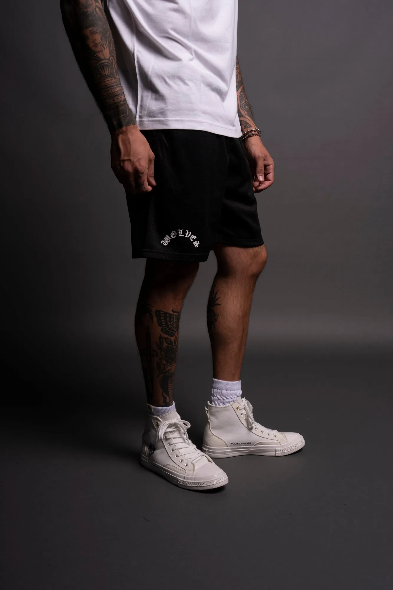 Our Stamp Mesh Shorts in Black