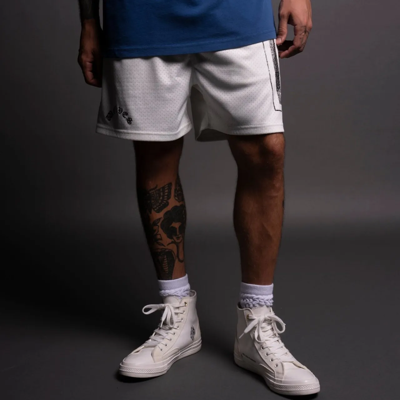 Our Stamp Mesh Shorts in Cream
