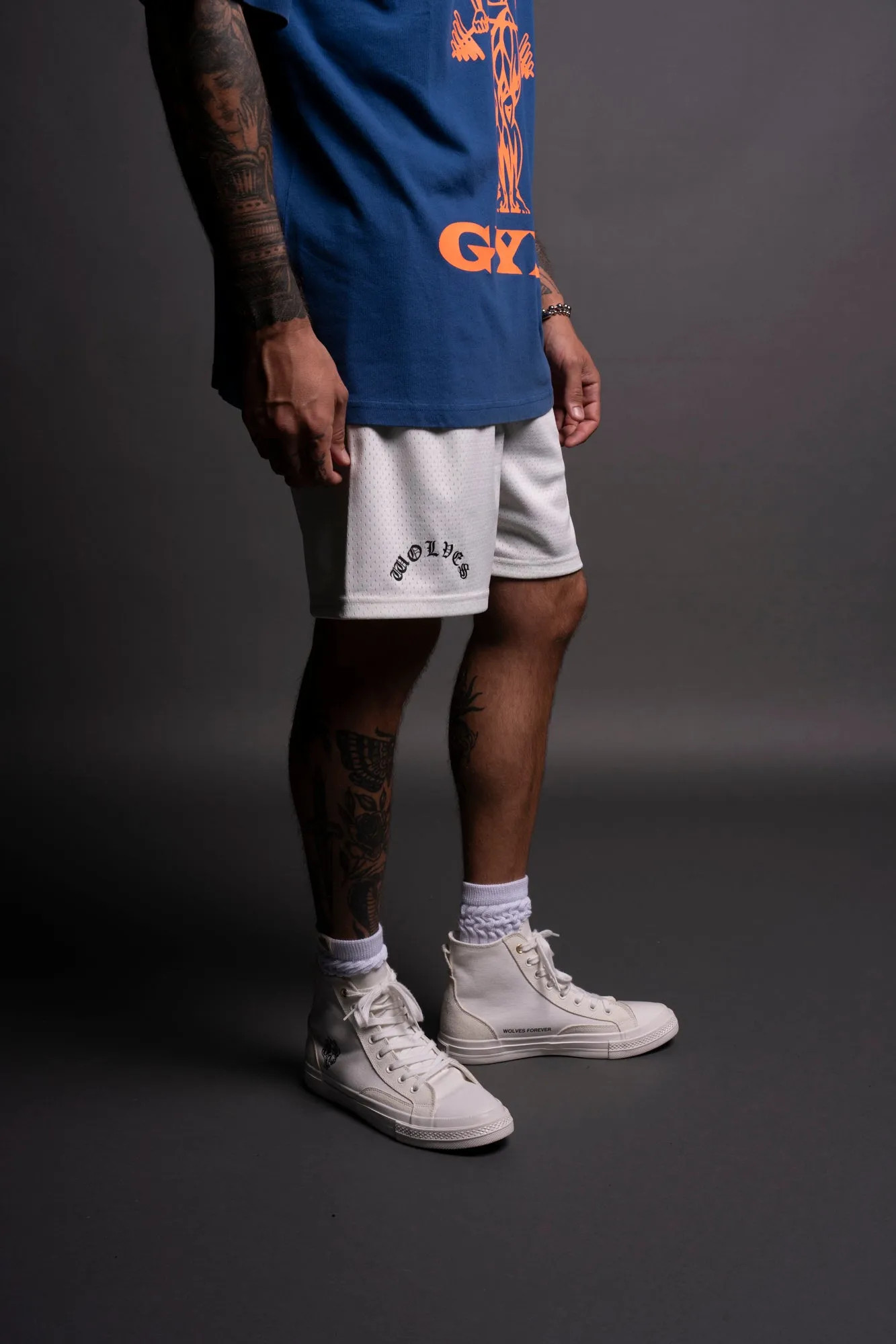 Our Stamp Mesh Shorts in Cream