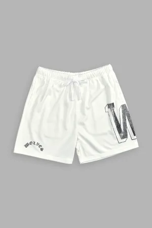 Our Stamp Mesh Shorts in Cream