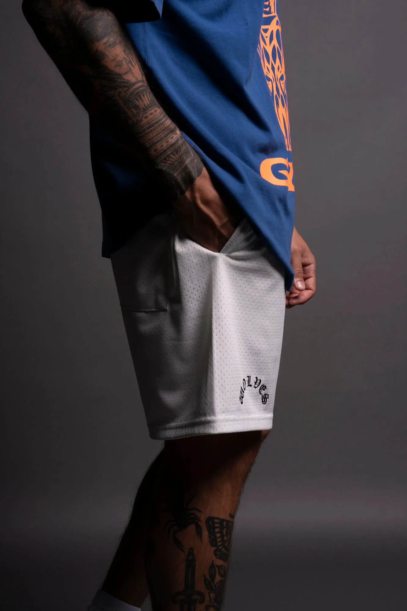 Our Stamp Mesh Shorts in Cream