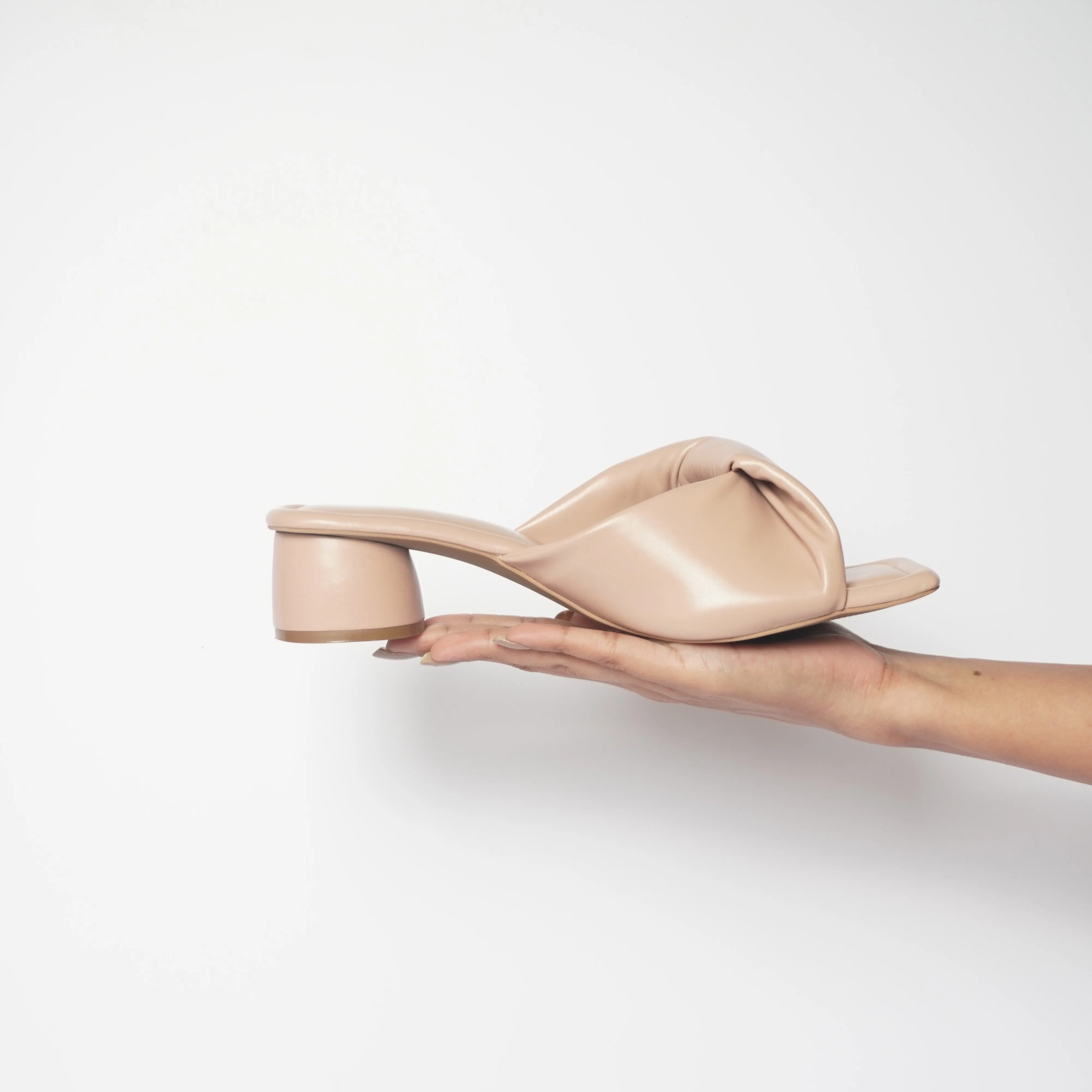 Peach Enveloped Bow Heels