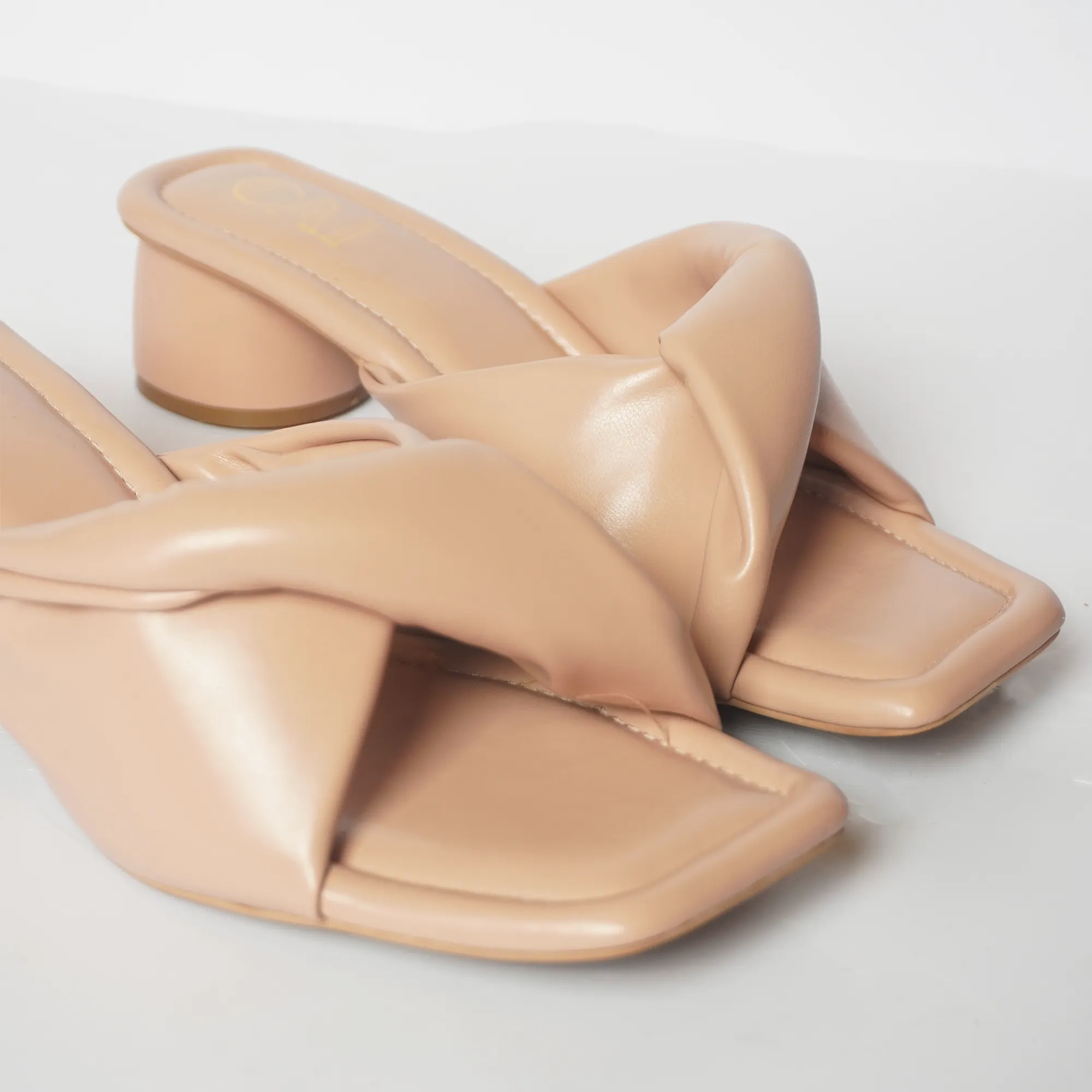 Peach Enveloped Bow Heels