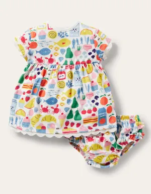 Printed Jersey Dress-Ivory Farmers Market