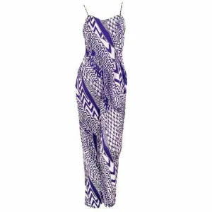 Purple Geometric Print Strappy Jumpsuit