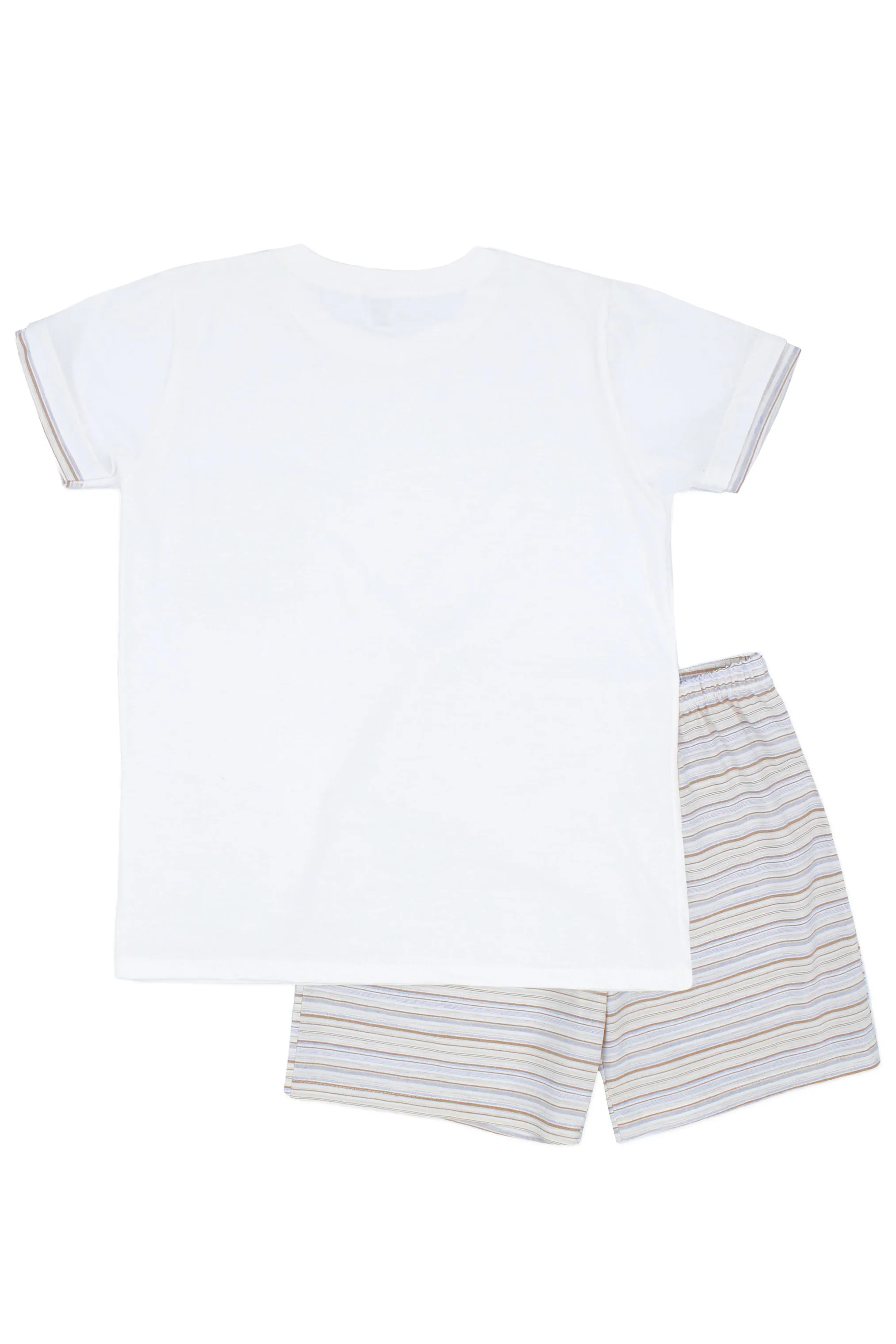 "Colby" Pale Blue & Beige Stripe T-Shirt & Shorts