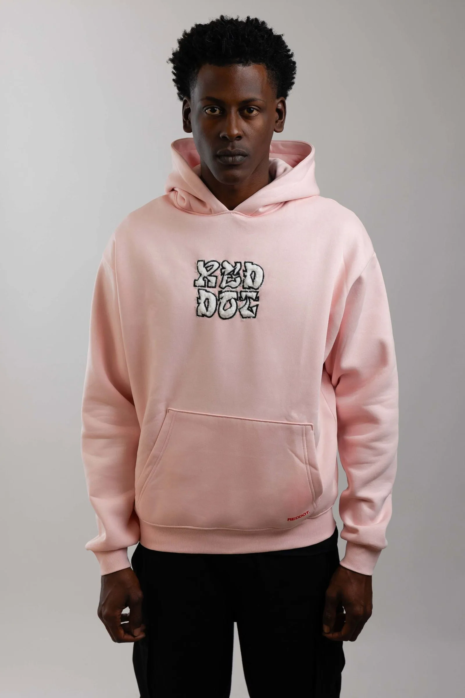 Red Dot Logo Hoodie-Light Pink