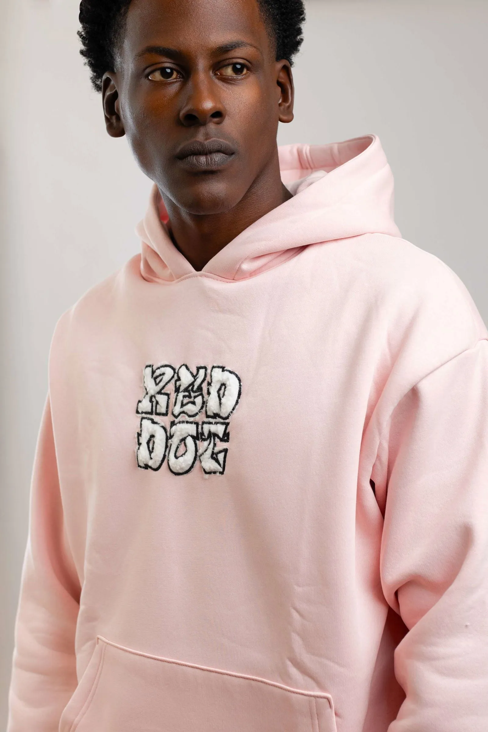 Red Dot Logo Hoodie-Light Pink