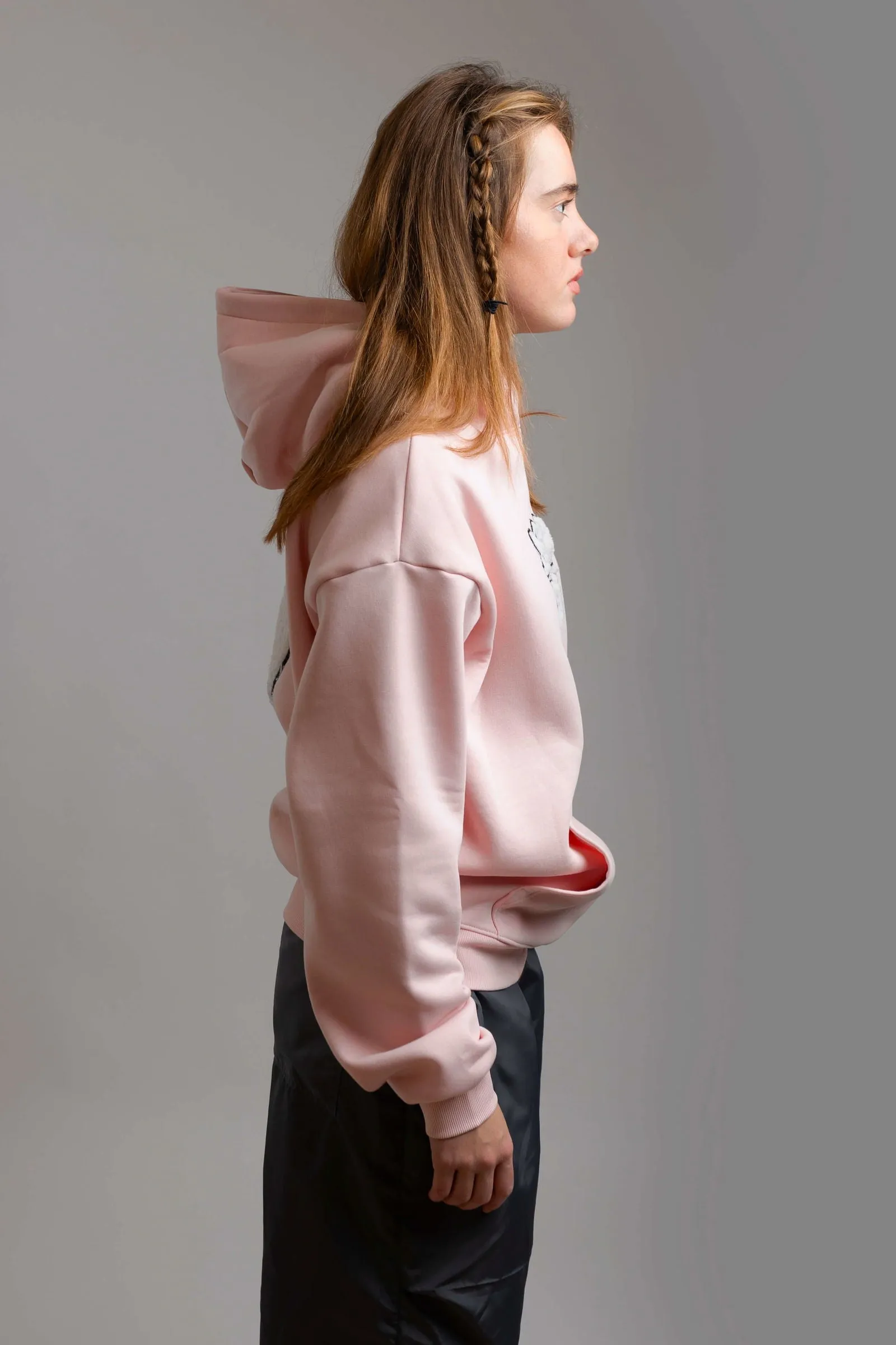 Red Dot Logo Hoodie-Light Pink