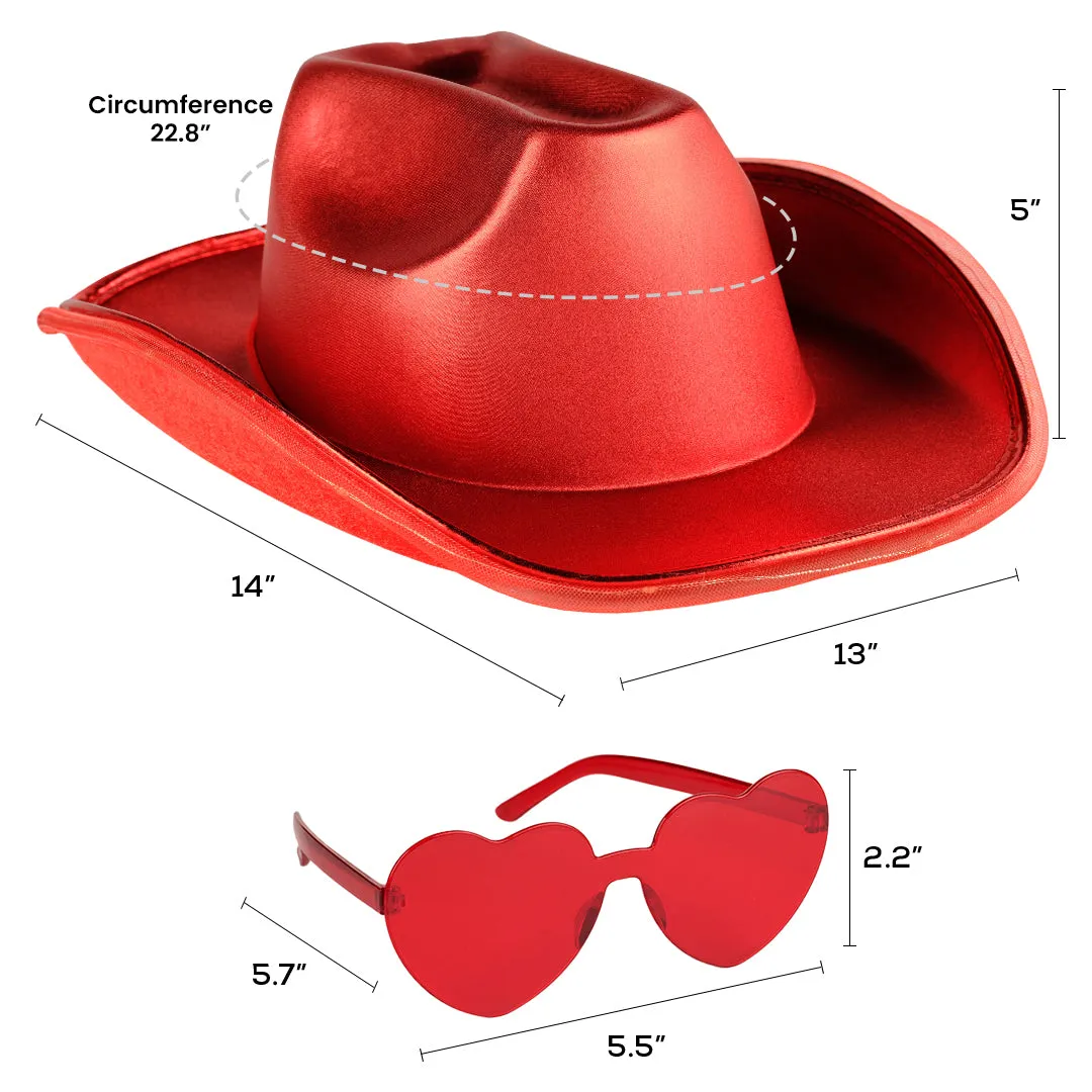 Red Light Up Cowgirl Hats for Women Western - Stylish Cowboy Hats for Women - FUNCREDIBLE