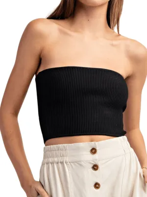 Ribbed Bandeau Top - Black