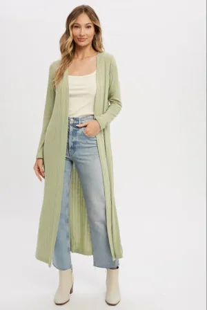 Ribbed Knit Maxi Cardigan